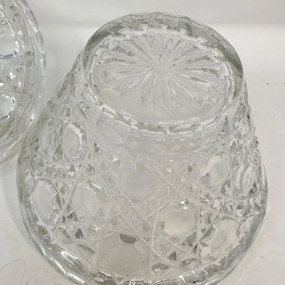 Vintage Lead Diamond Cut Mini Ice Bucket Barware Glass Biscuit Jar 6.25 x 6.5